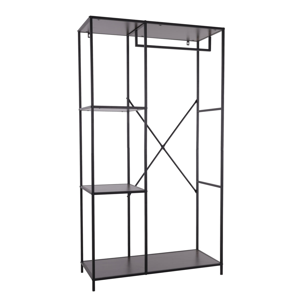 Estantería pared metálica negra con MDF melamina 90x166cm