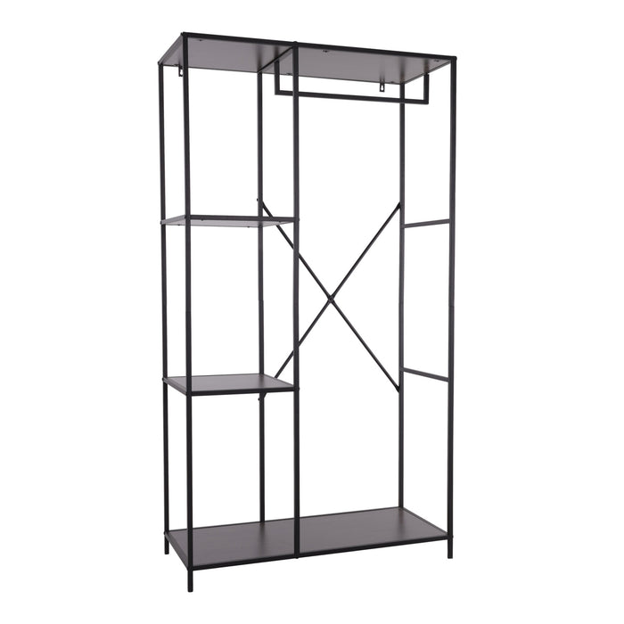 Estantería pared metálica negra con MDF melamina 90x166cm