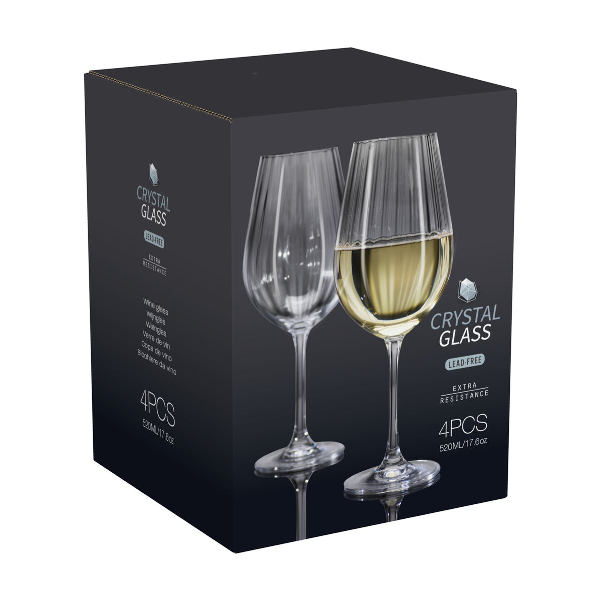 Juego de 4 copas de vino blanco diseño rayas en relieve 520ml (5)