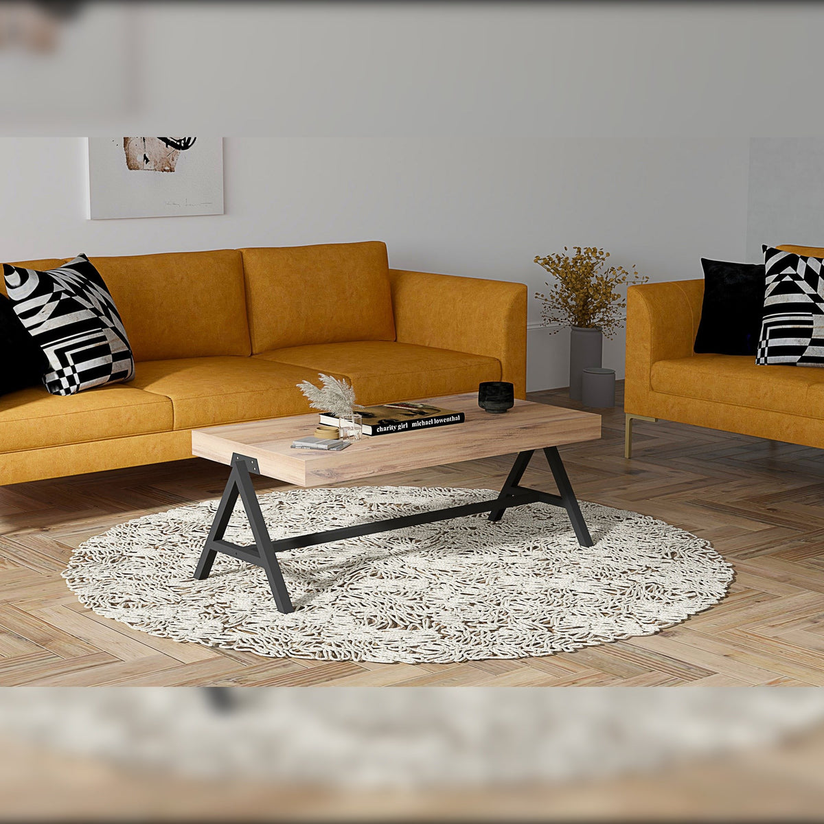 Mesa de centro melamina negro Atlantic 105x53x48cm (3)