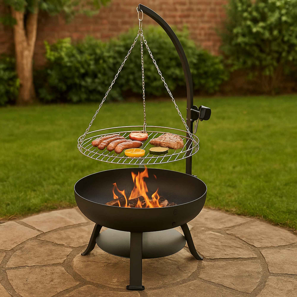Barbacoa y brasero 2 en 1 altura ajustable rejilla crom (3)