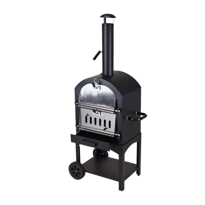 Horno de pizza de carbón para barbacoa con piedra 67x47,5xH156cm