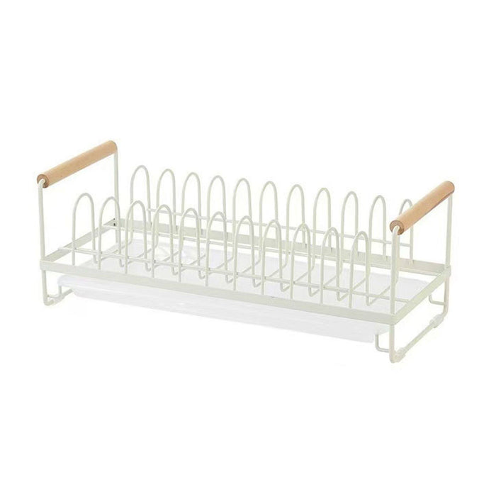 Escurreplatos encimera acero blanco asas madera 40x18cm