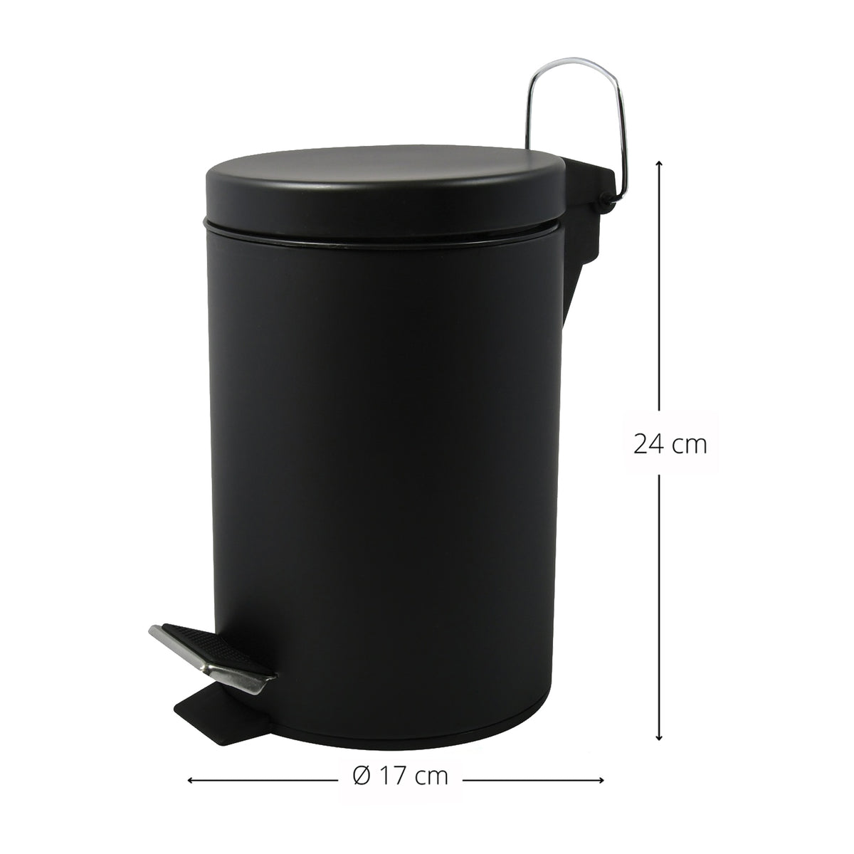 Papelera de baño en acero 3L color negro (3)