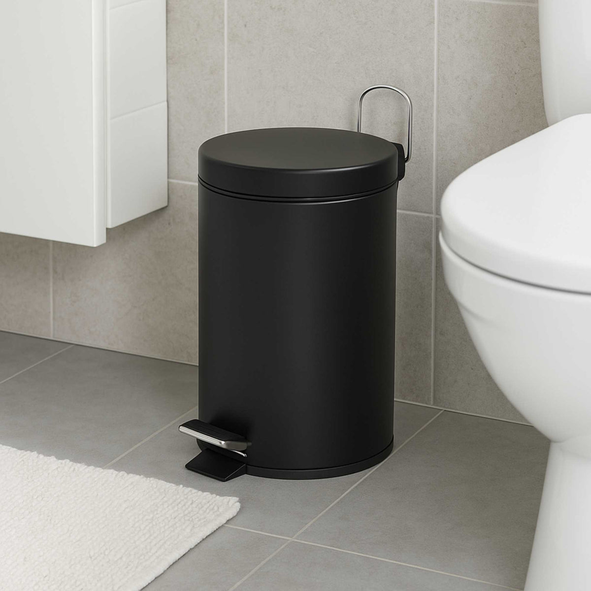 Papelera de baño en acero 3L color negro (4)