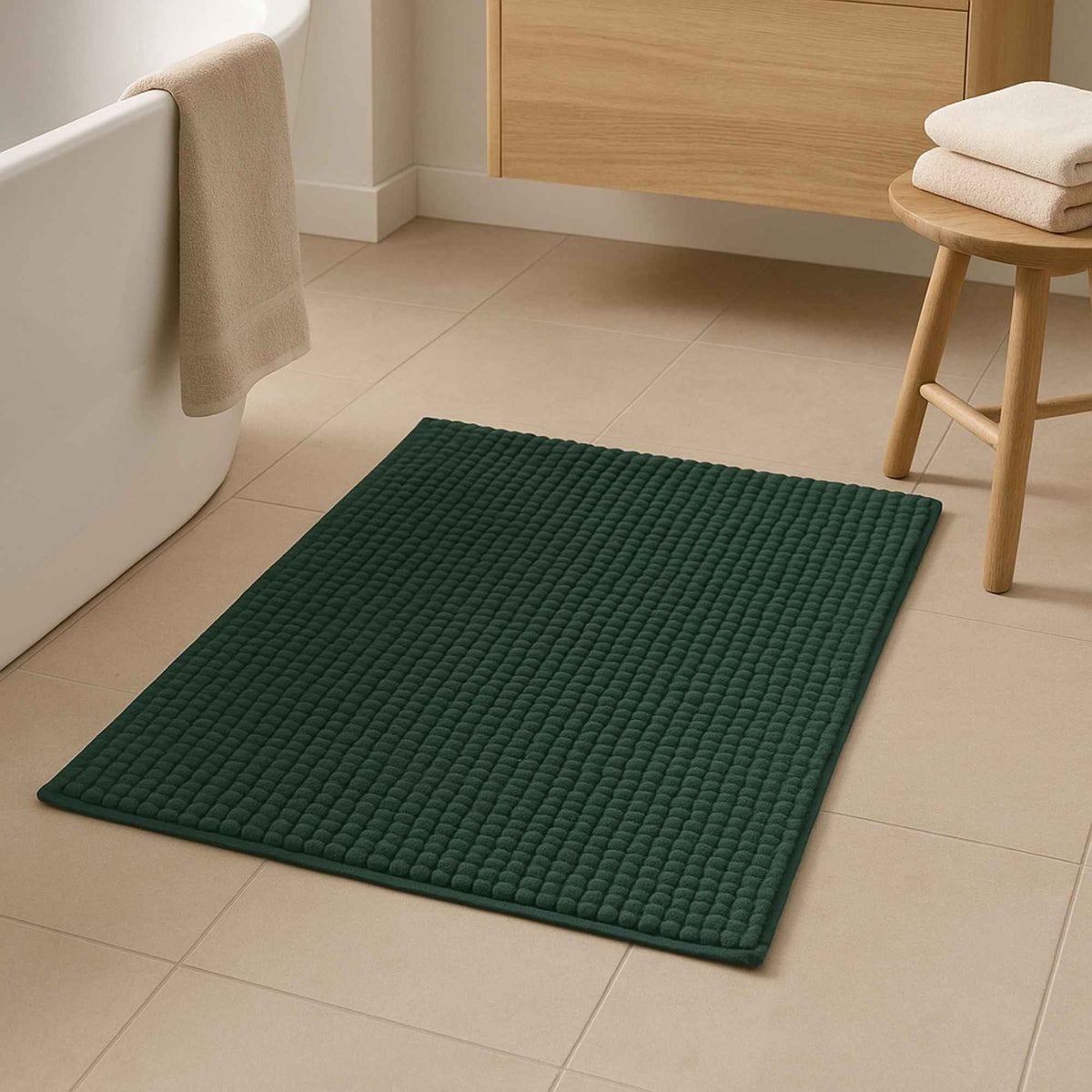 Alfombra de baño microfibra verde oscuro 40x60cm (4)