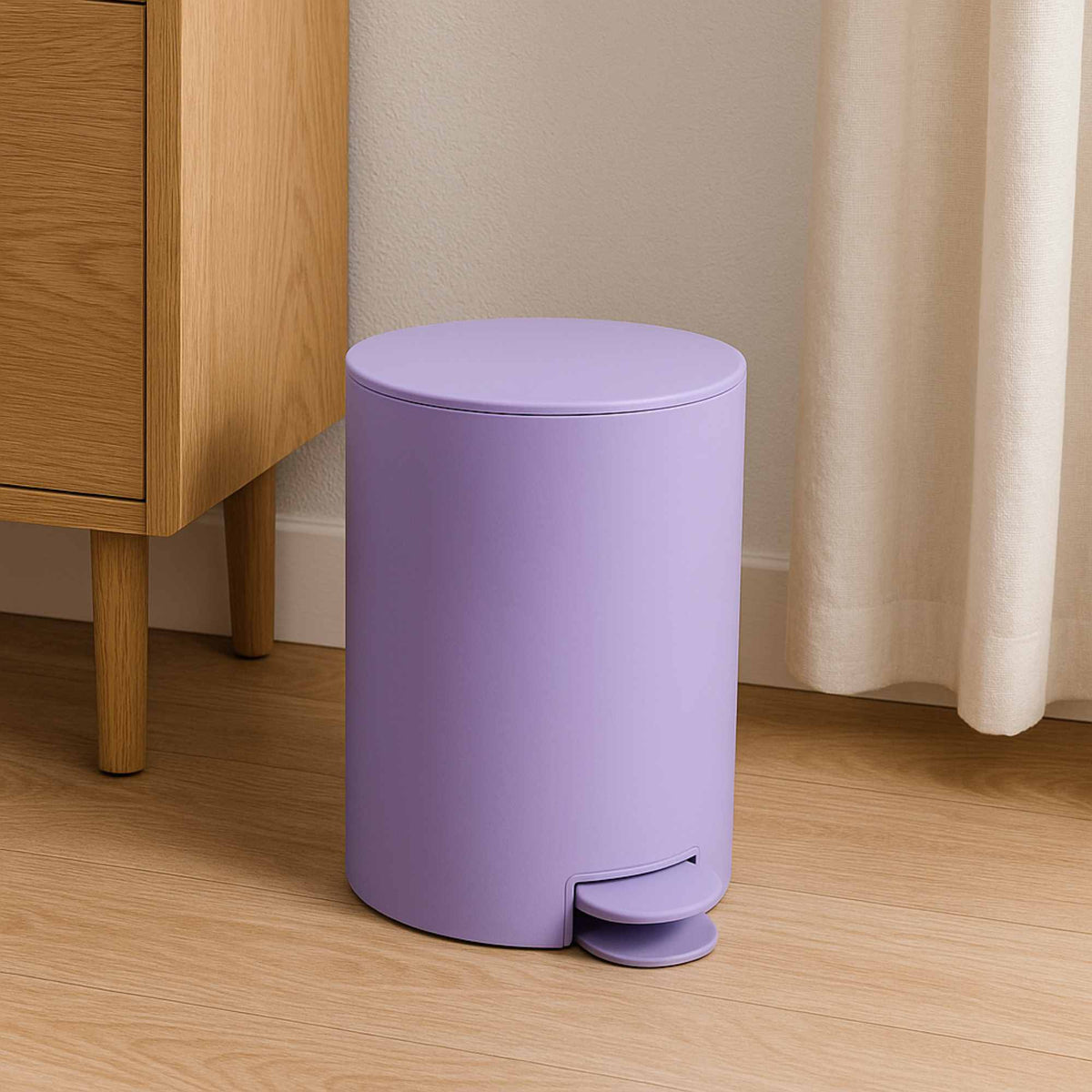 Cubo de basura con pedal 3L color lavanda mate (3)