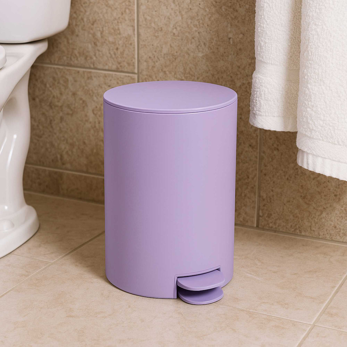 Cubo de basura con pedal 3L color lavanda mate (4)