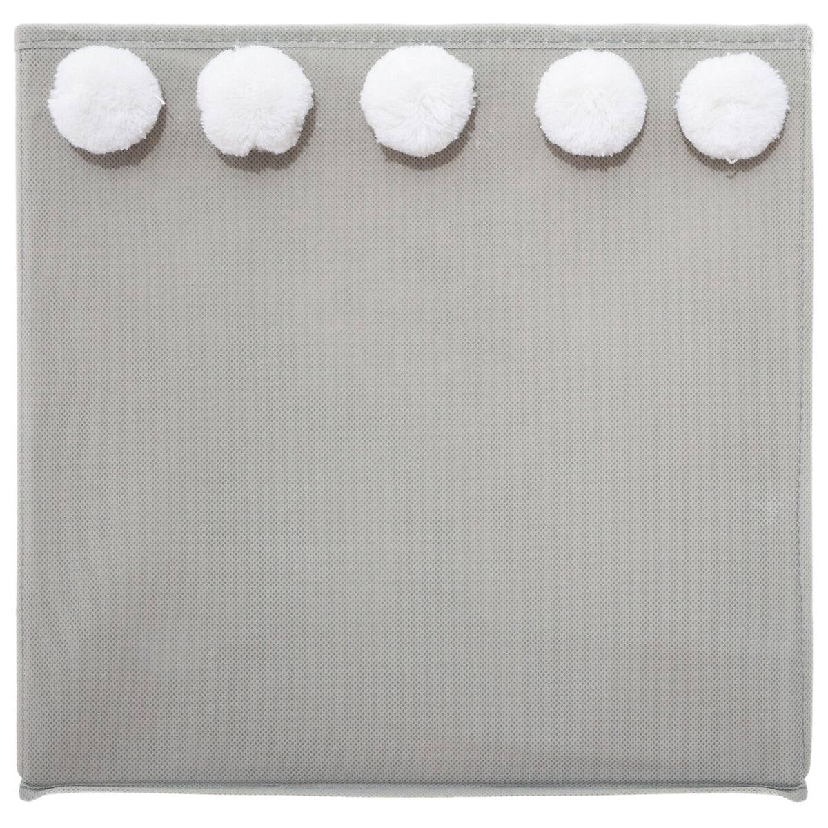 Caja de almacenamiento infantil con pompones gris 30x29x29cm (5)