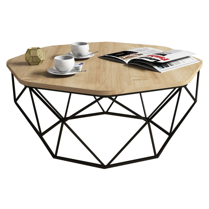 Mesa de centro melamina Ø90x38 cm marrón roble