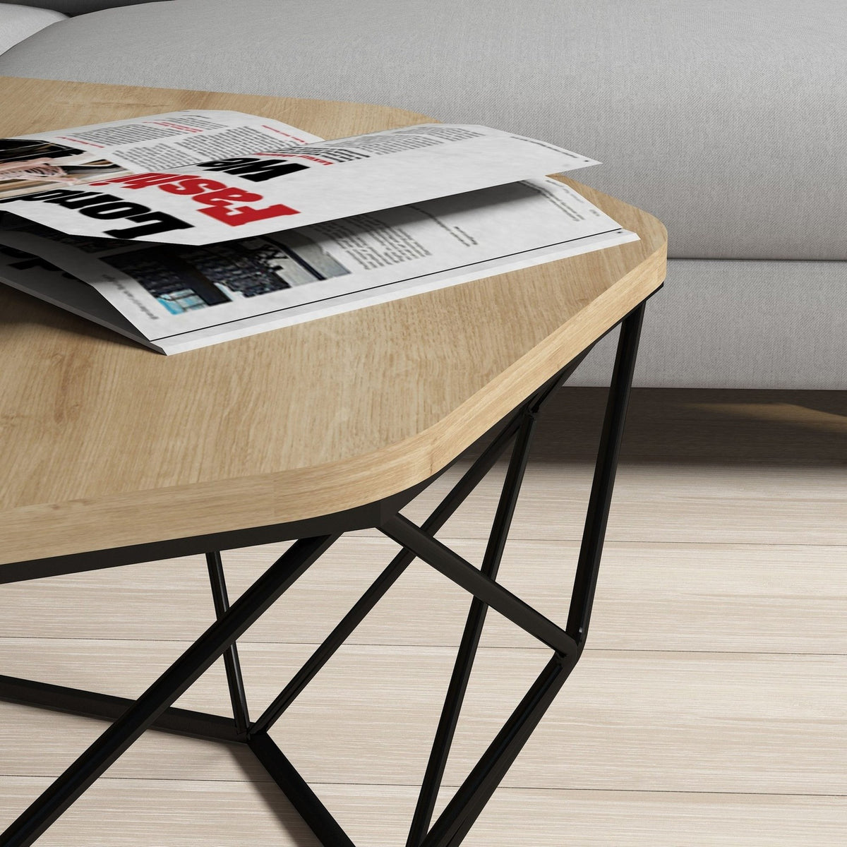 Mesa de centro melamina Ø90x38 cm marrón roble (4)
