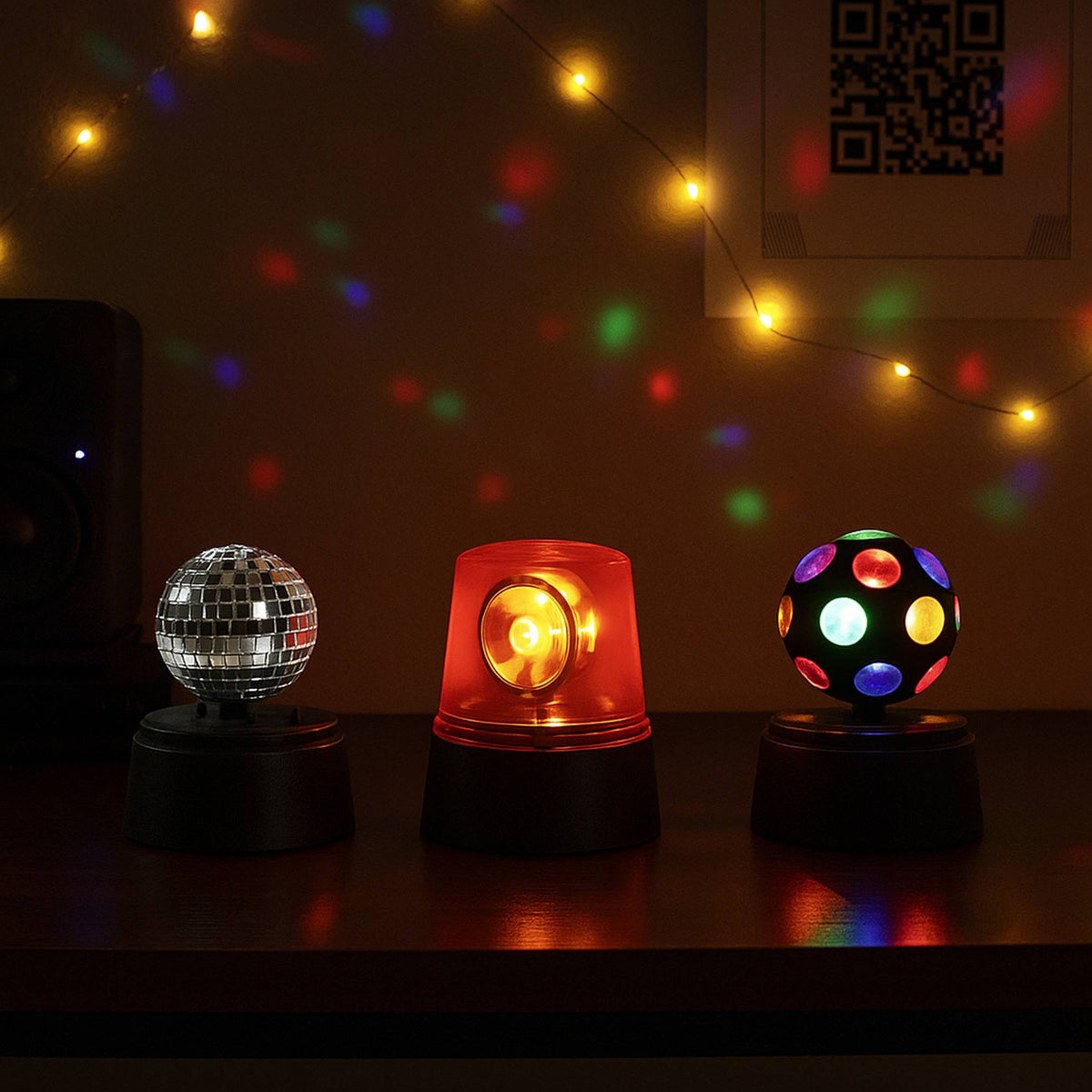 Set luces discoteca LED discobal bola espejo giratoria (3)