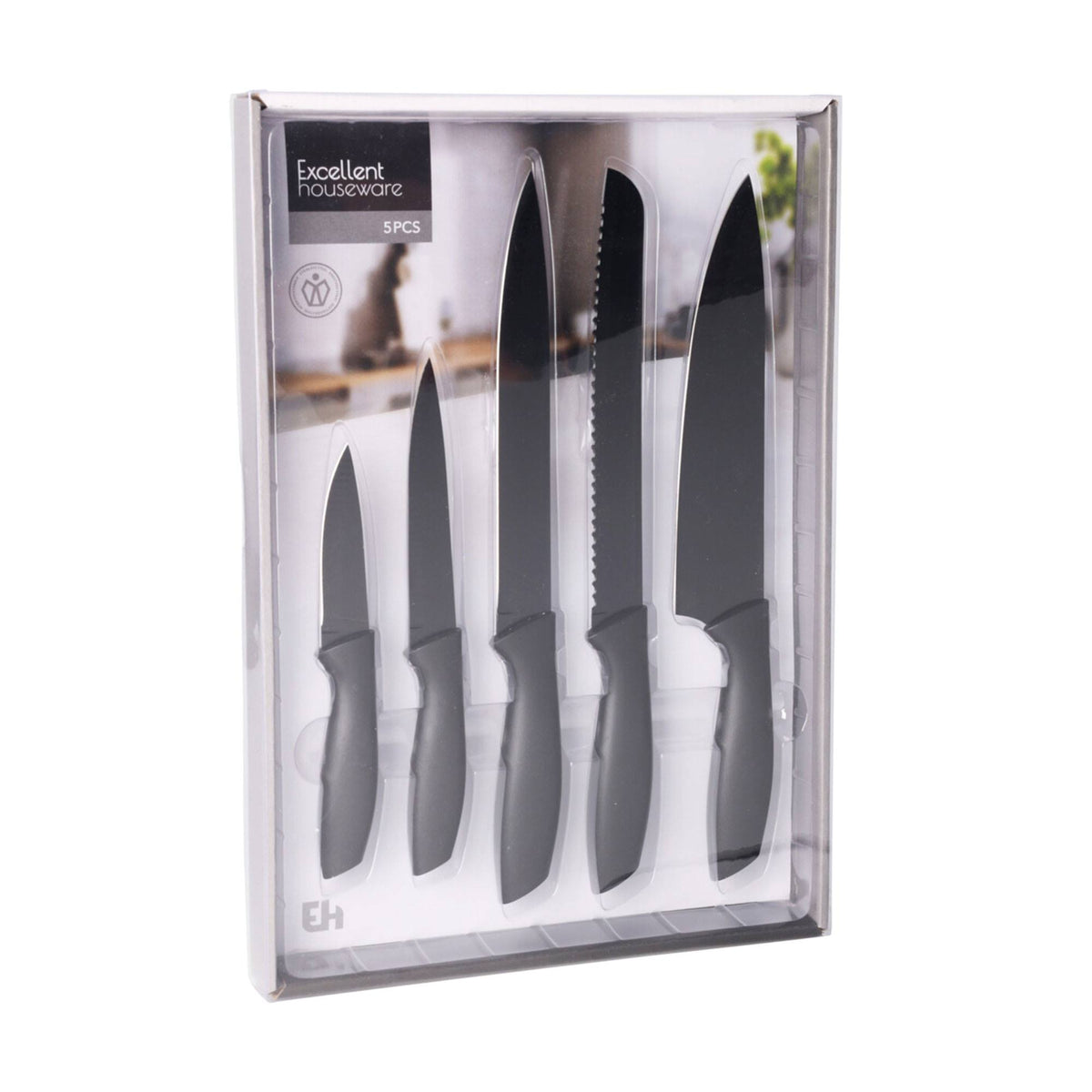 Set 5 cuchillos acero coloreado mango PP pelar y chef (5)