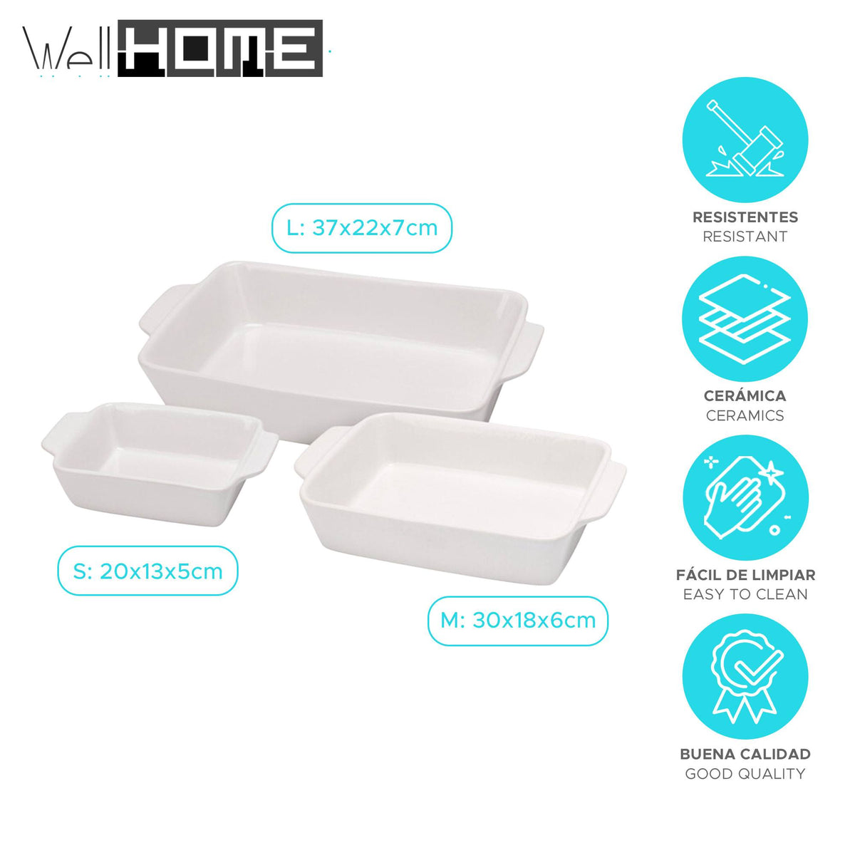 Plato de horno de gres juego 3 pzs diferentes tamaños 36x22,5x8cm (2)