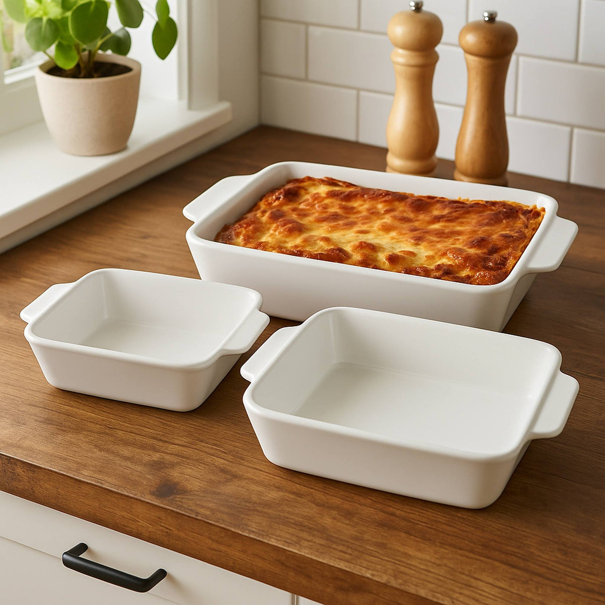 Plato de horno de gres juego 3 pzs diferentes tamaños 36x22,5x8cm (4)