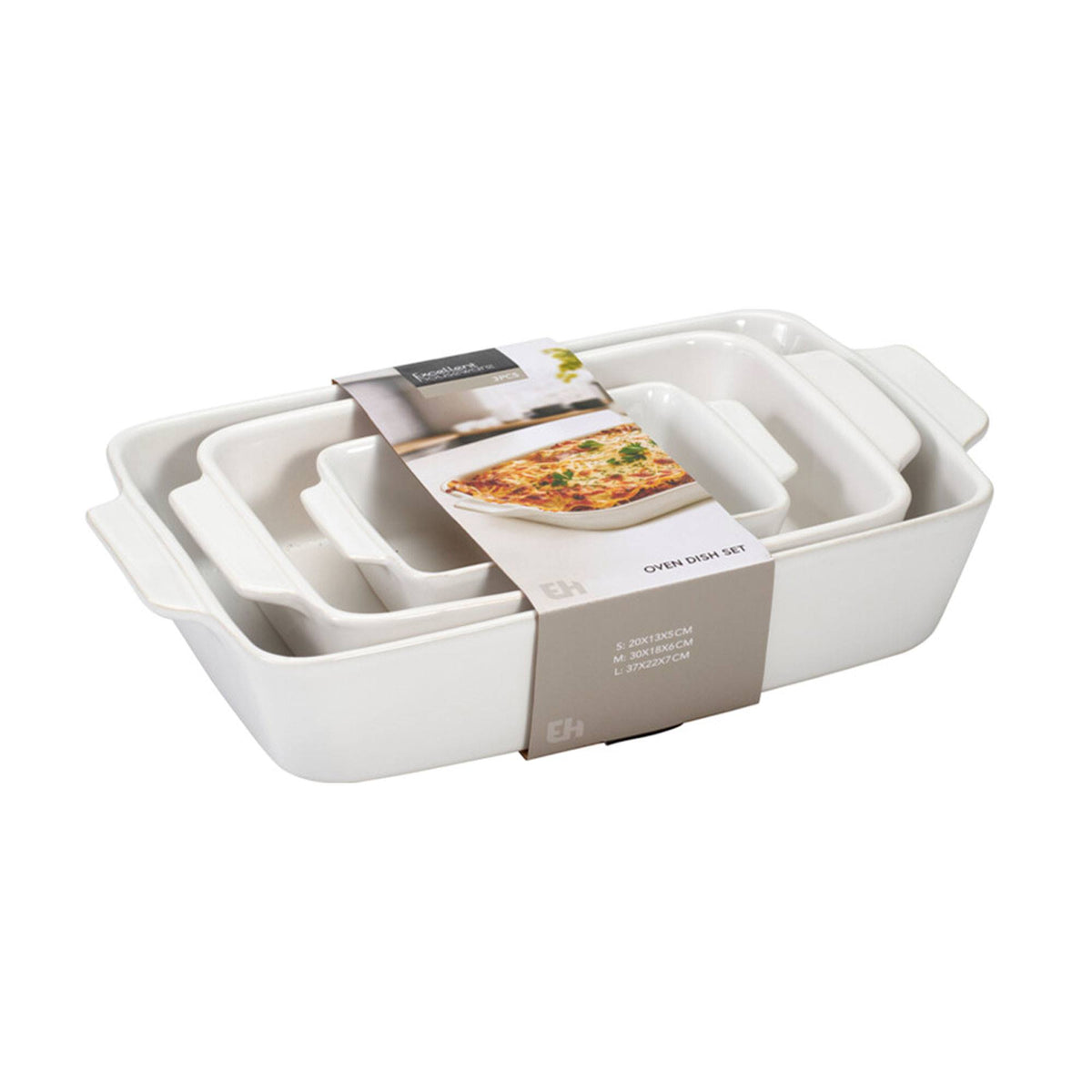 Plato de horno de gres juego 3 pzs diferentes tamaños 36x22,5x8cm (5)