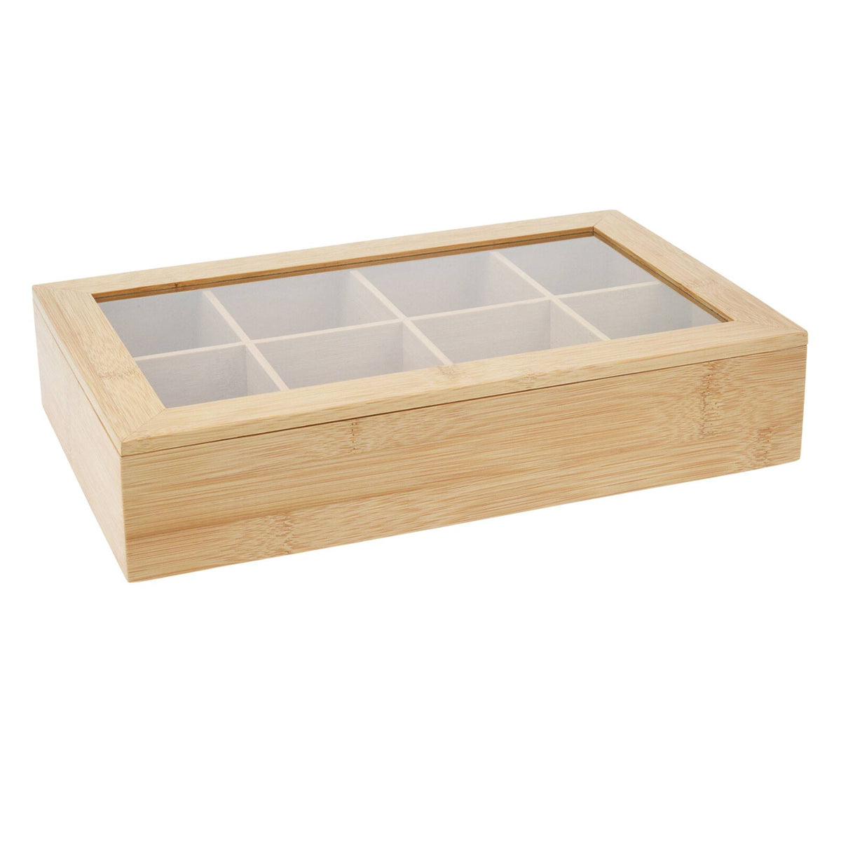 Organizador de té de bambú 8 compartimentos diseño natural