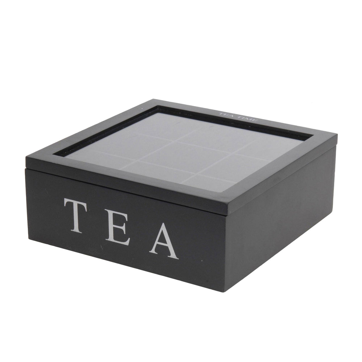 Caja de té MDF 9 compartimentos 23x23x9cm negro