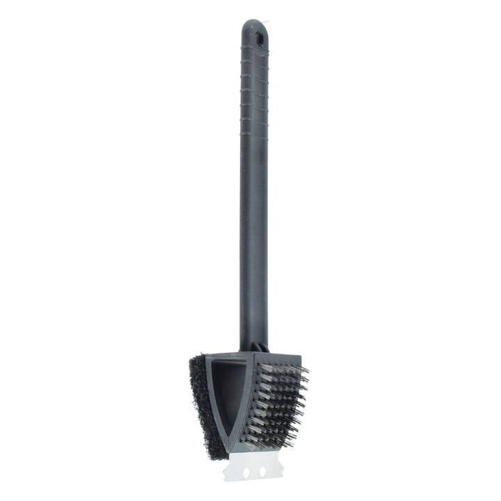 Set cepillo barbacoa 3 en 1 acero inoxidable y PP negro