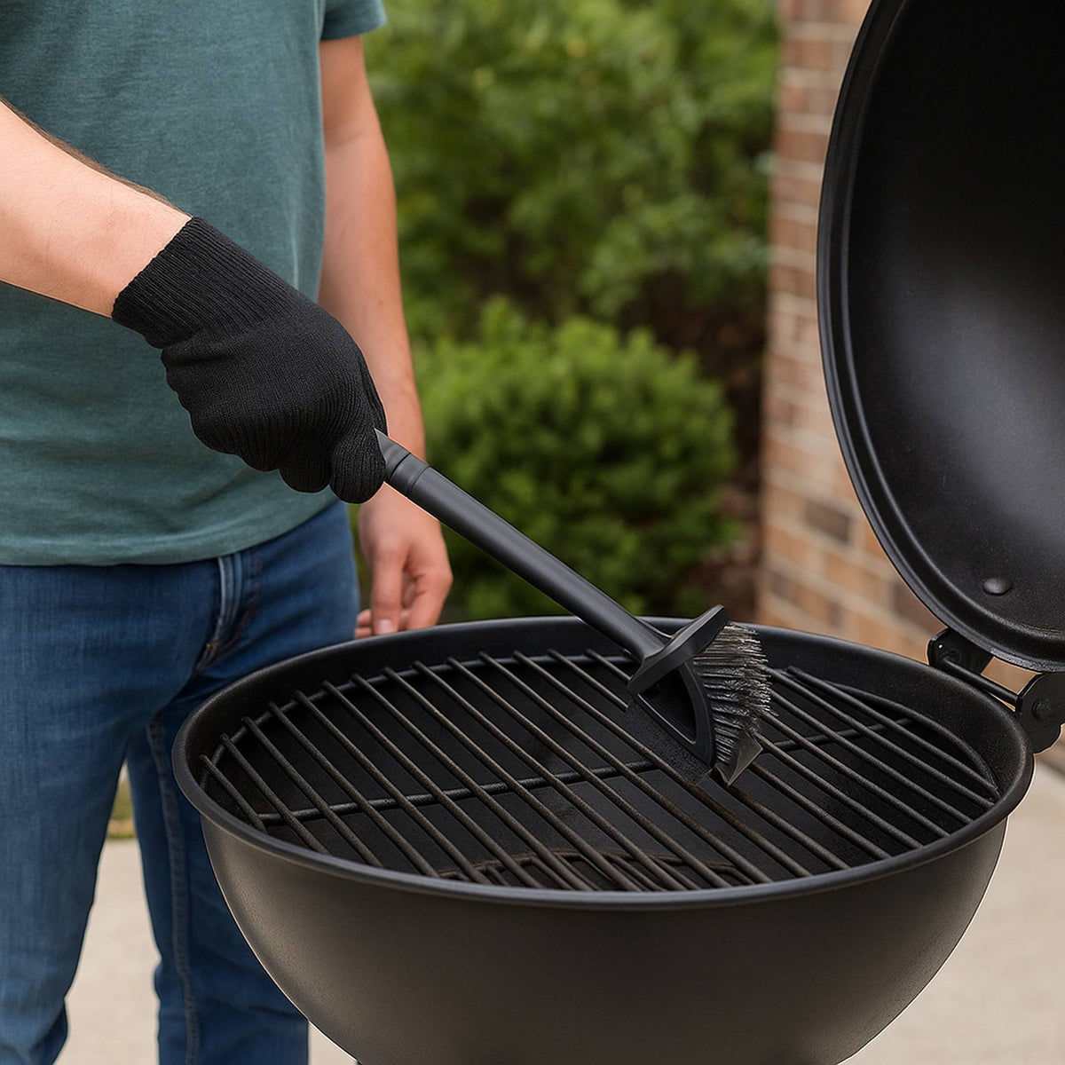 Set cepillo barbacoa 3 en 1 acero inoxidable y PP negro (4)