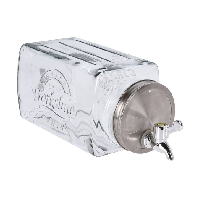 Dispensador bebidas vidrio con grifo tapa acero inox