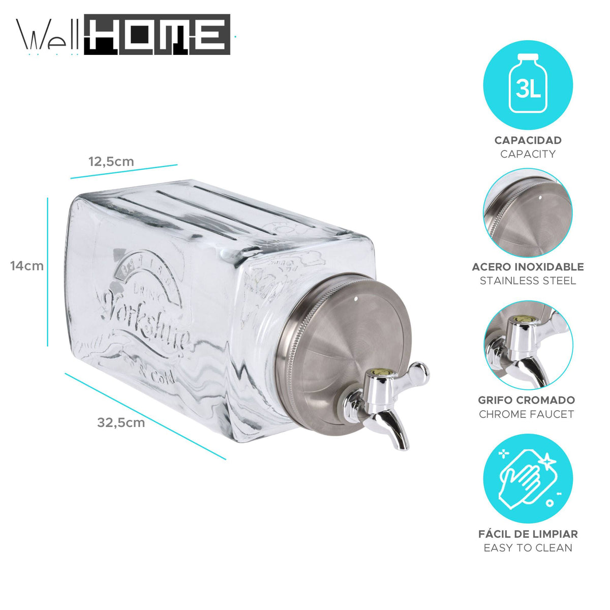 Dispensador bebidas vidrio con grifo tapa acero inox (2)
