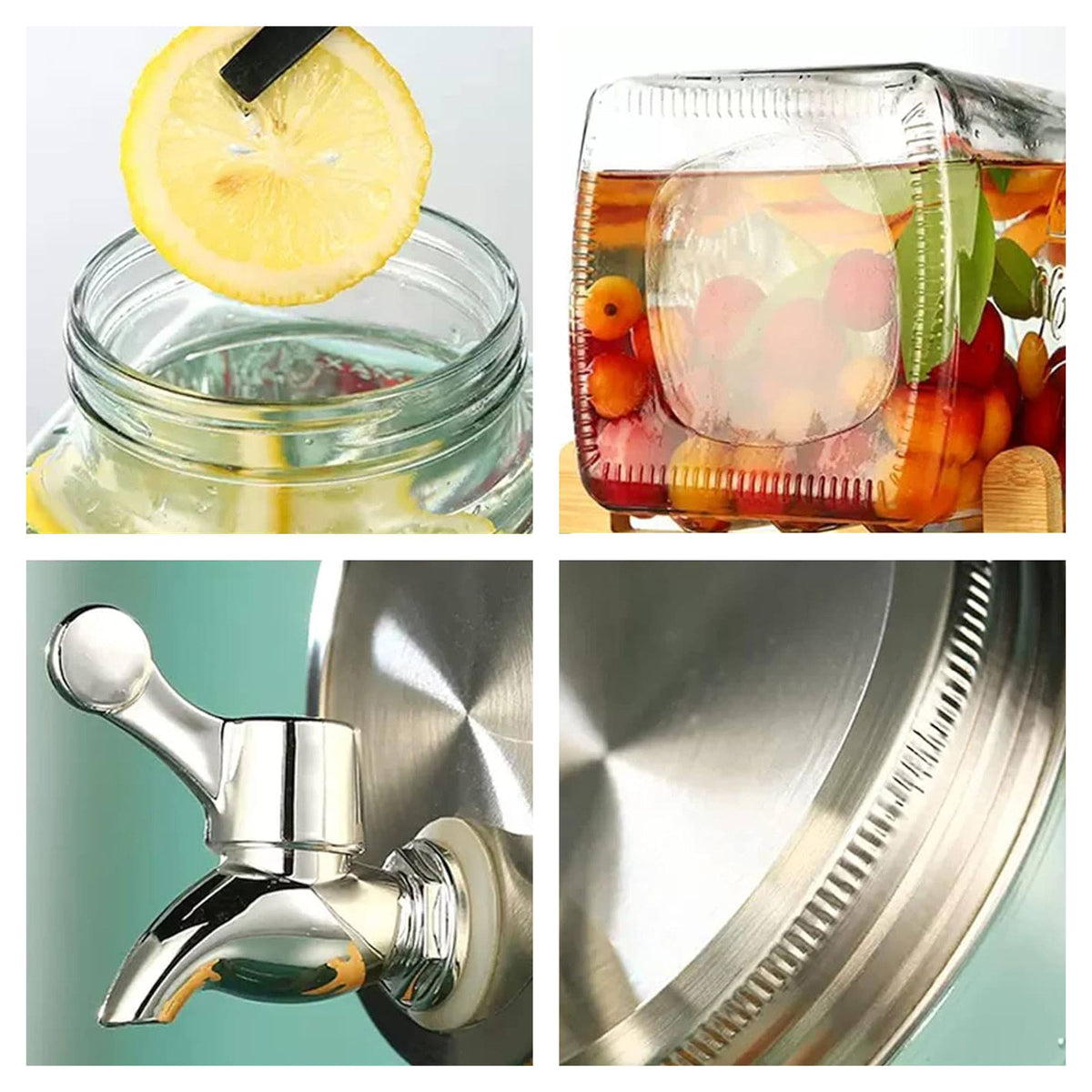 Dispensador bebidas vidrio con grifo tapa acero inox (3)