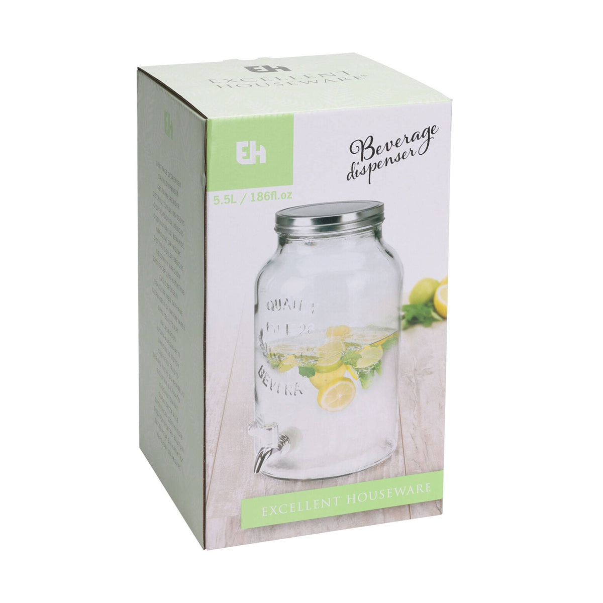 Dispensador de bebidas vidrio 5500ml con tapa metálica (3)