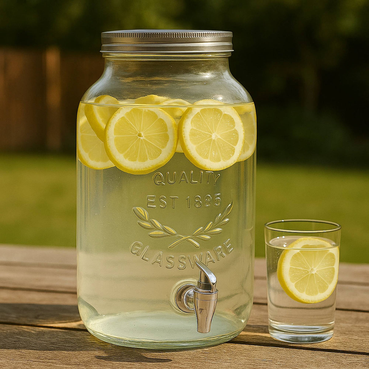 Dispensador de bebidas vidrio 5500ml con tapa metálica (4)