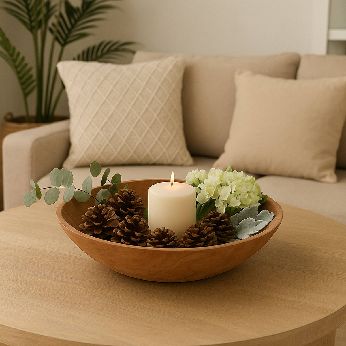 Cuenco redondo de madera de teca Ø40x9cm (5)