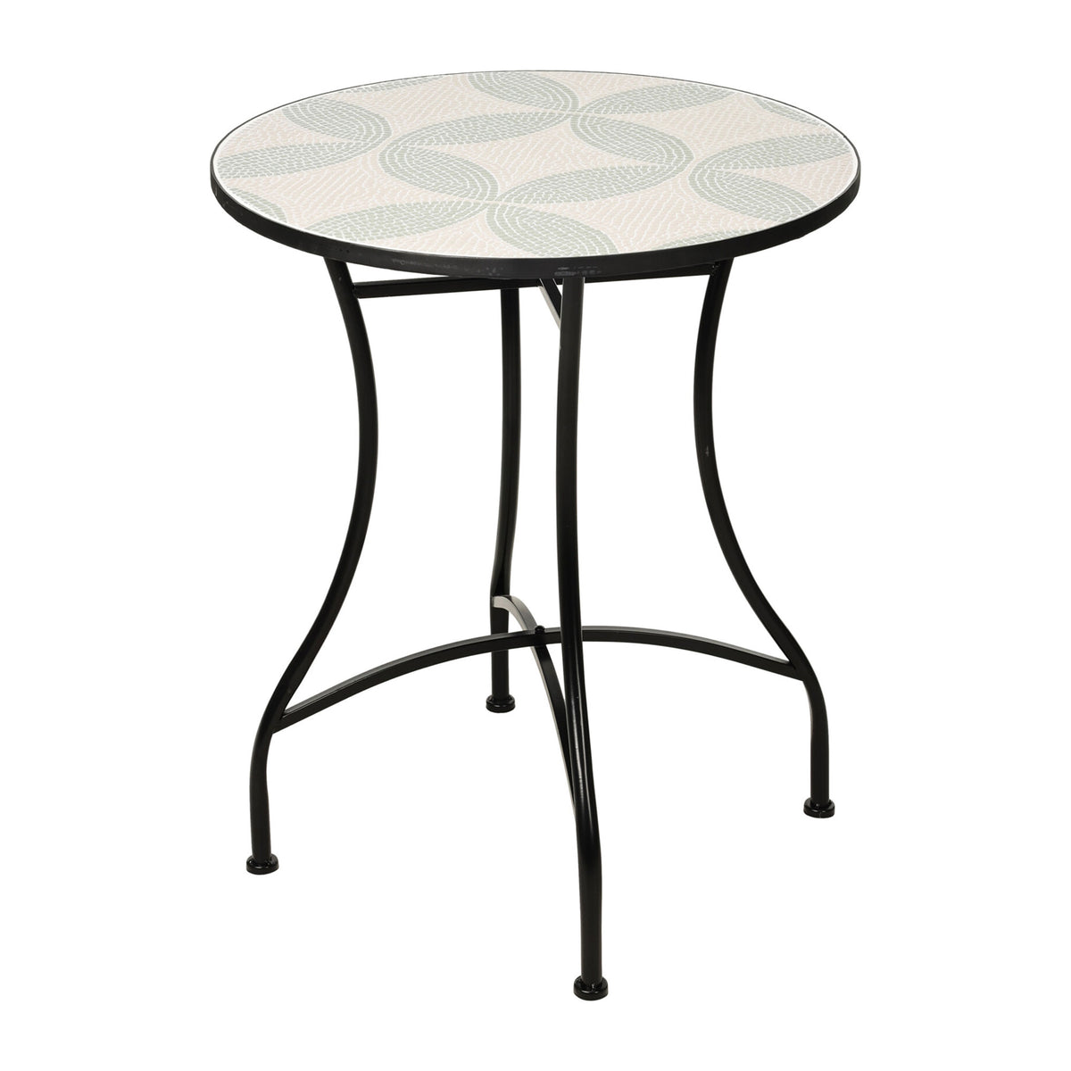 Mesa bistró mosaico hierro 60x71cm crema y verde salvía