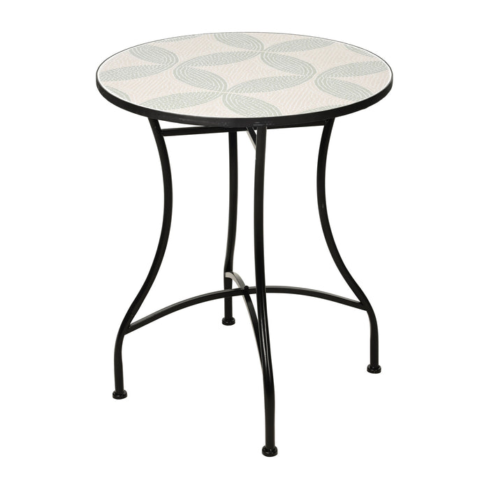 Mesa bistró mosaico hierro 60x71cm crema y verde salvía