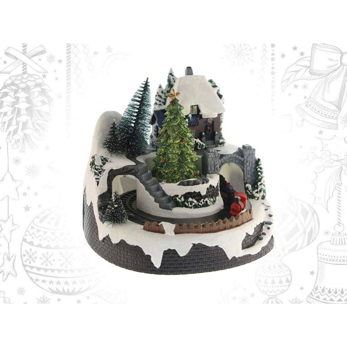 Pueblo navideño decorativo con movimiento luces LED y música (4)