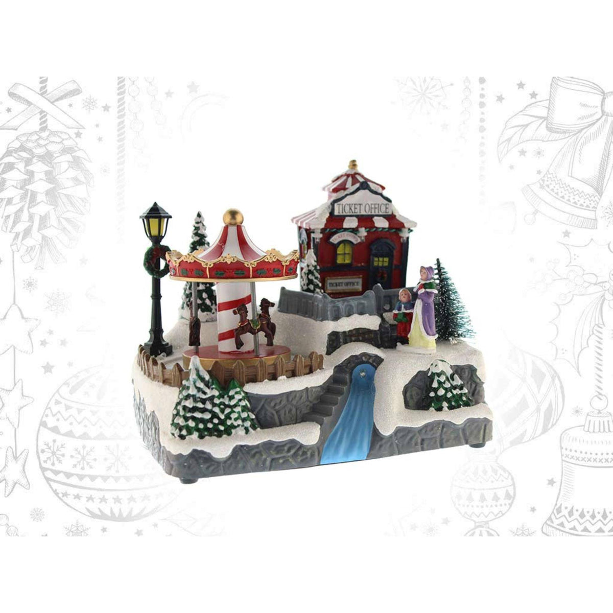 Pueblo navideño decorativo con río LED y música (4)