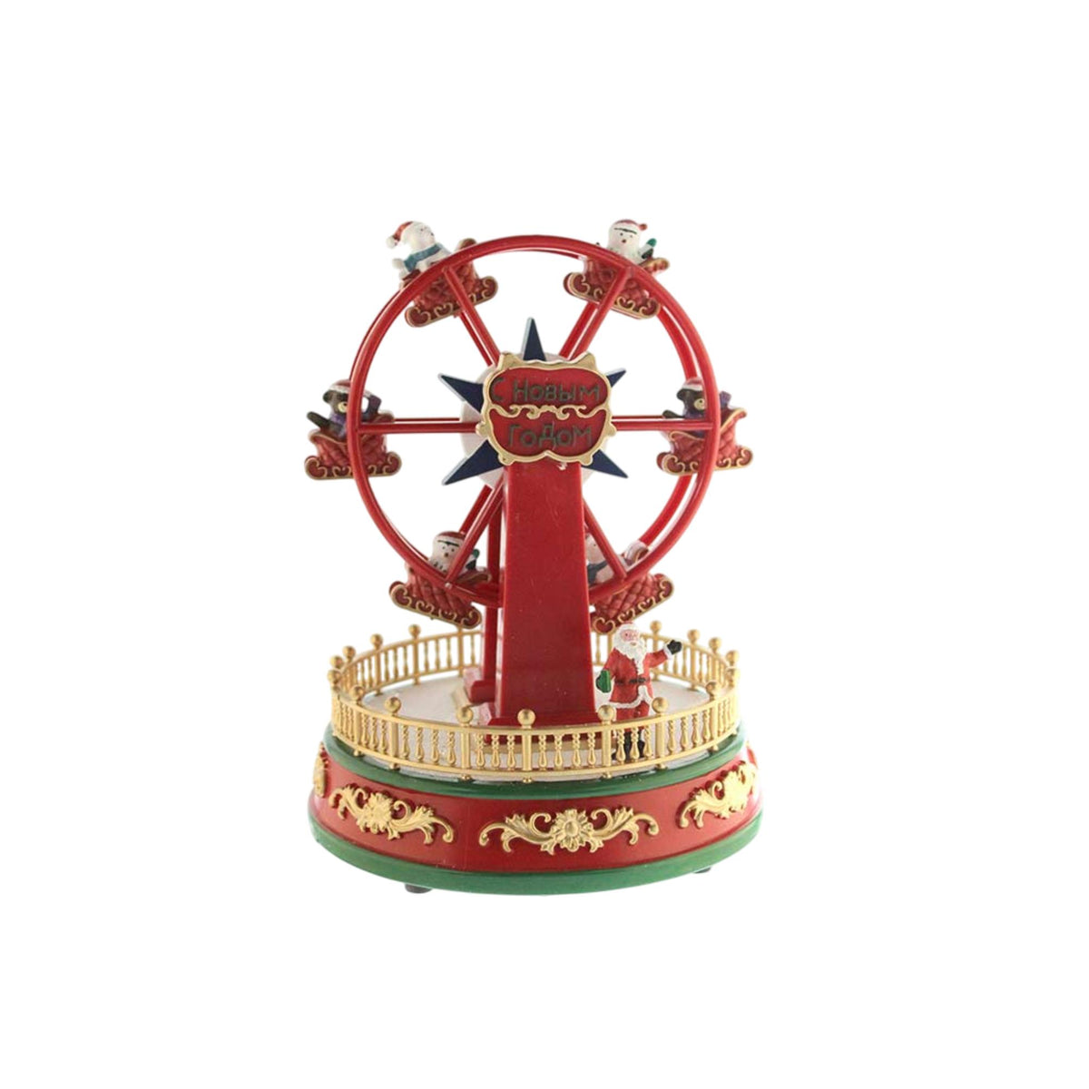 Noria Santa decorativo navideño con movimiento luces LED y música