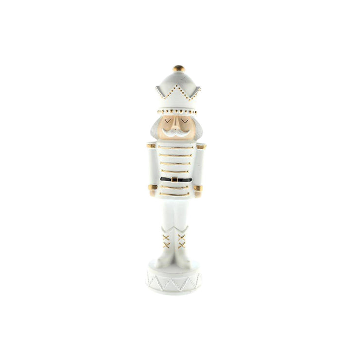 Soldado cascanueces poliresina blanco navidad H.25cm