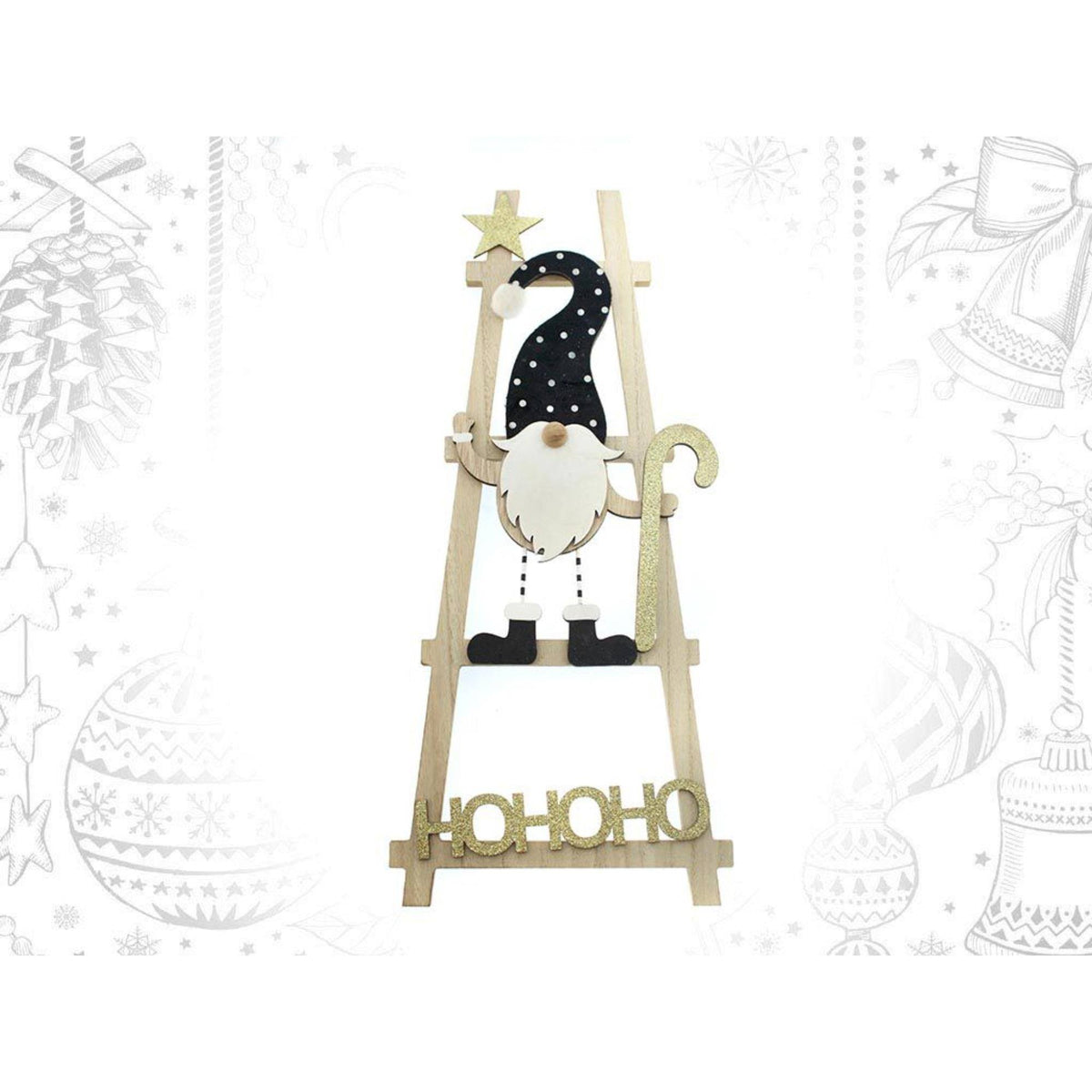 Gnomo decorativo en escalera HOHOHO H.50cm (4)