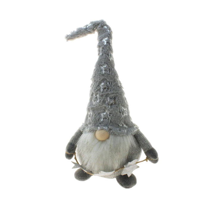 Gnomo decorativo navideño gris con gorro alto estilo nórdico
