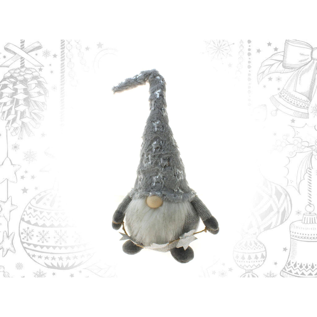 Gnomo decorativo navideño gris con gorro alto estilo nórdico (4)