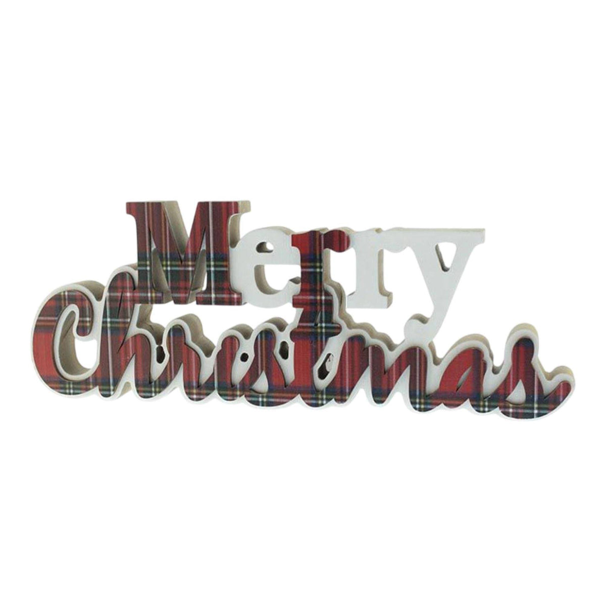 Letrero decorativo Merry Christmas diseño vichy rojo