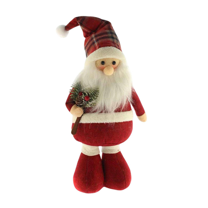 Figura decorativa Santa de pie diseño vichy rojo H.46cm