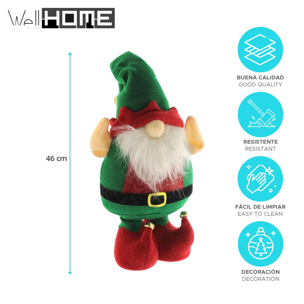 Figura decorativa Santa de pie verde H.46cm (2)