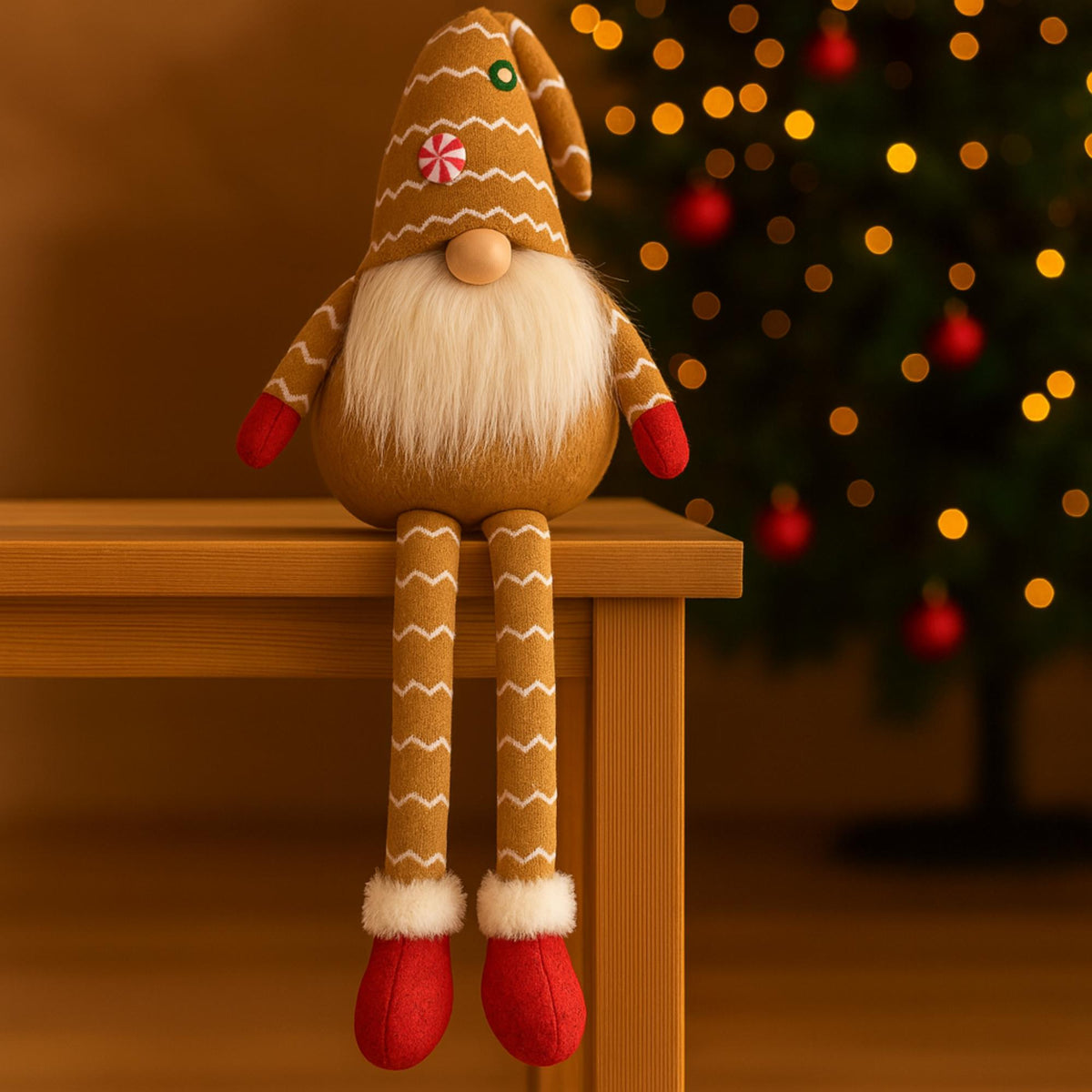 Gnomo de pie decorativo navideño con sombrero estilo nórdico (3)