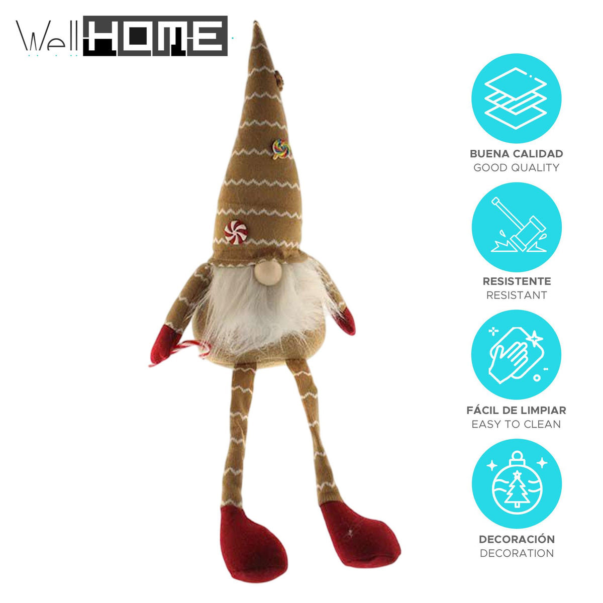 Gnomo pies largos decorativo navideño con sombrero estilo nórdico (2)