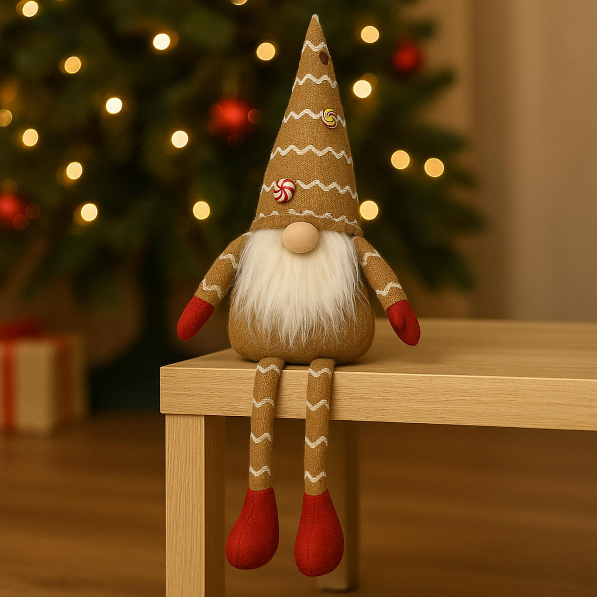 Gnomo pies largos decorativo navideño con sombrero estilo nórdico (3)