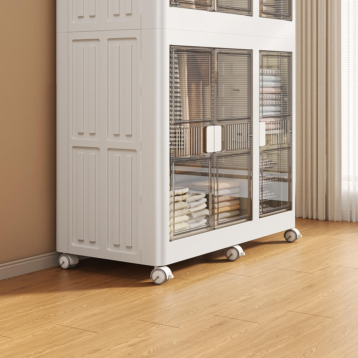 Armario plegable 2 compartimentos con ruedas Blanco 100cm (9)