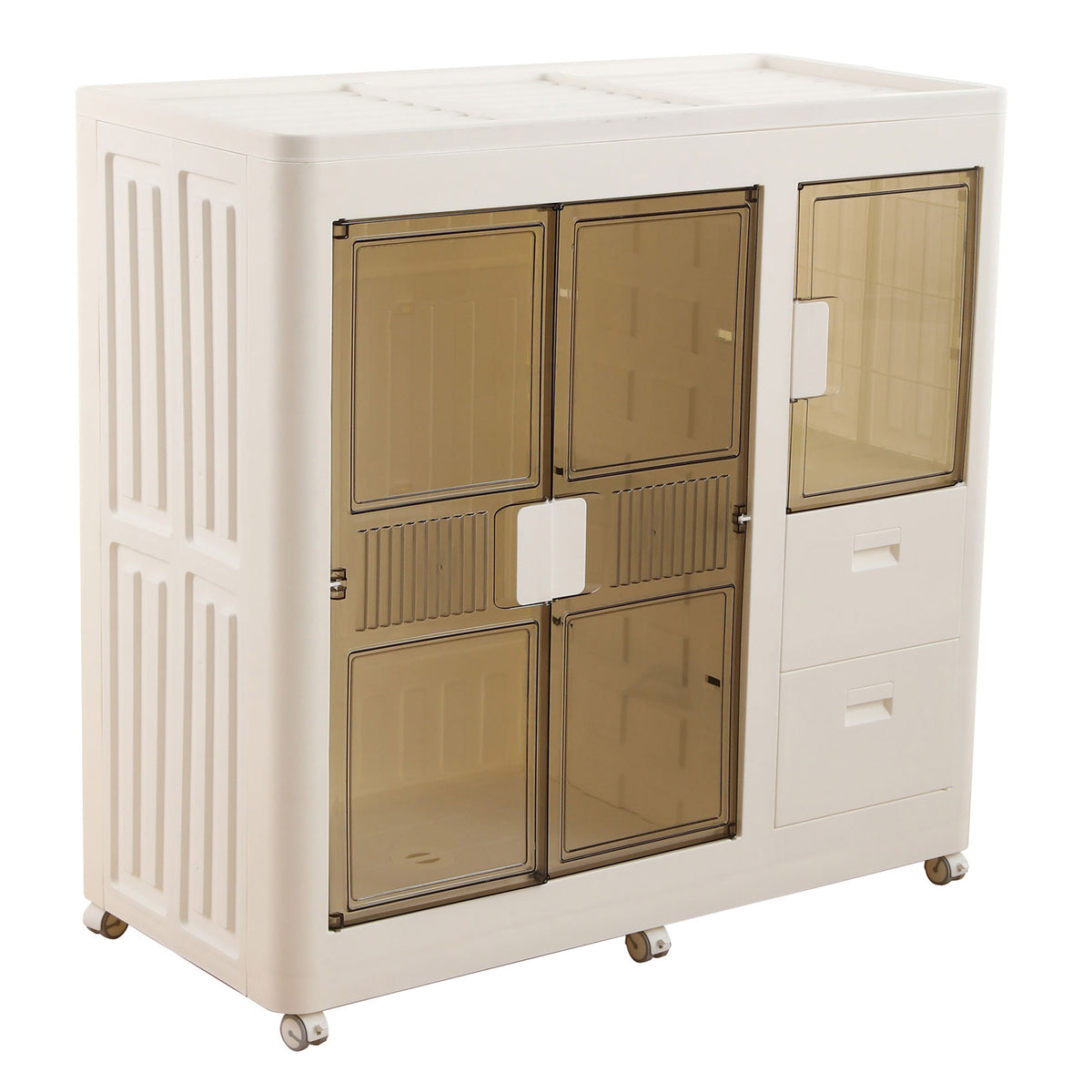 Armario plegable 2 compartim 2 cajones ruedas Blanco (12)