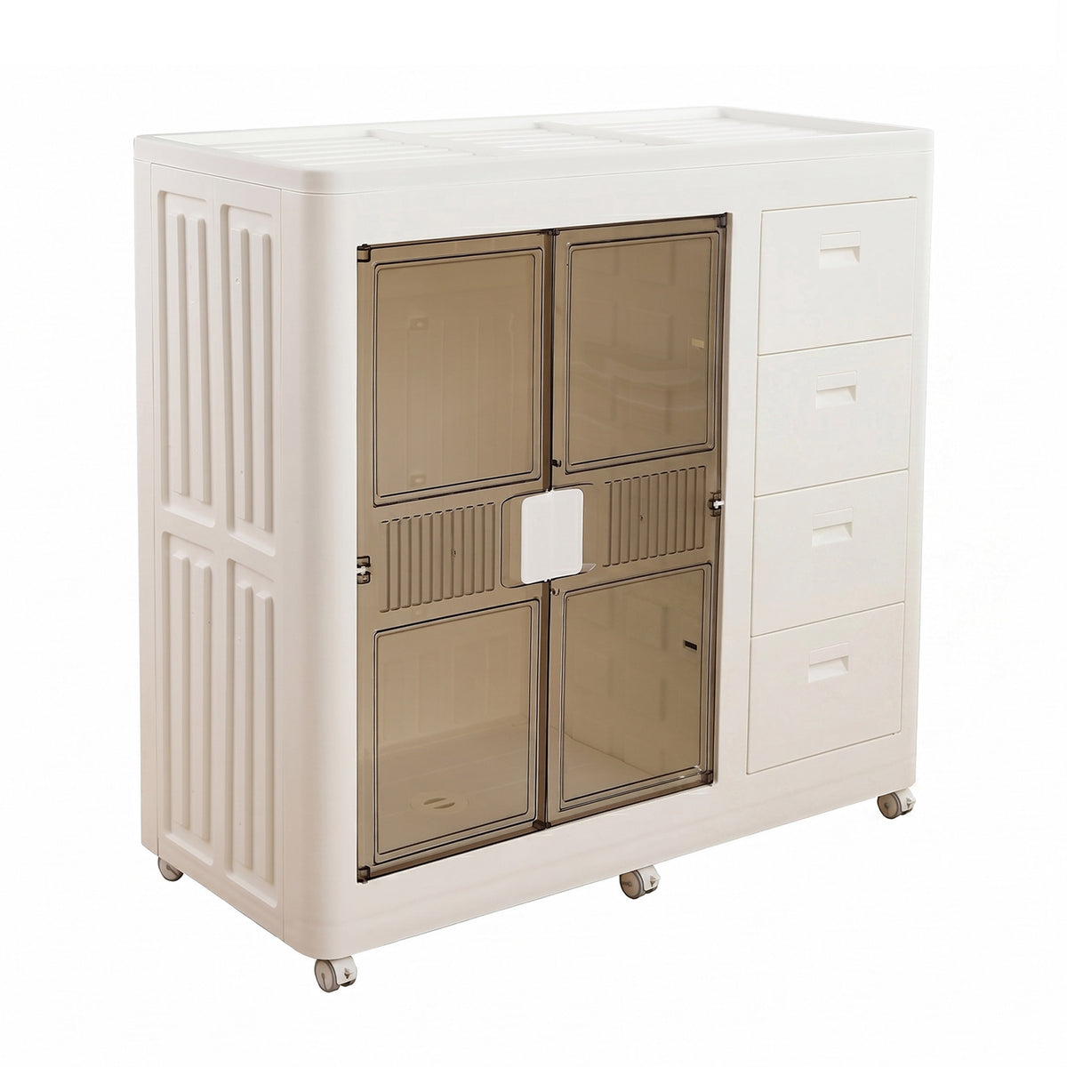 Armario plegable 1 compartim 4 cajones ruedas Blanco (12)