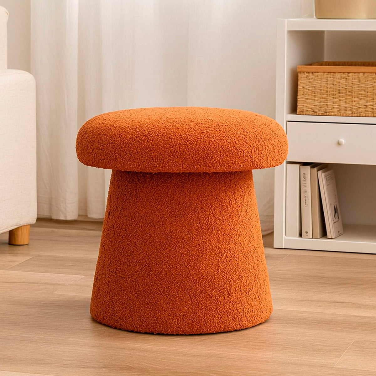 Taburete forma de seta 100% poliéster color marrón Ø43x38cm (3)