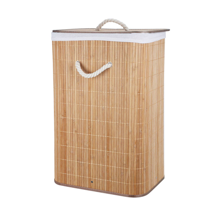 Cesta ropa sucia bambú plegable Marrón algodón 40x30x60